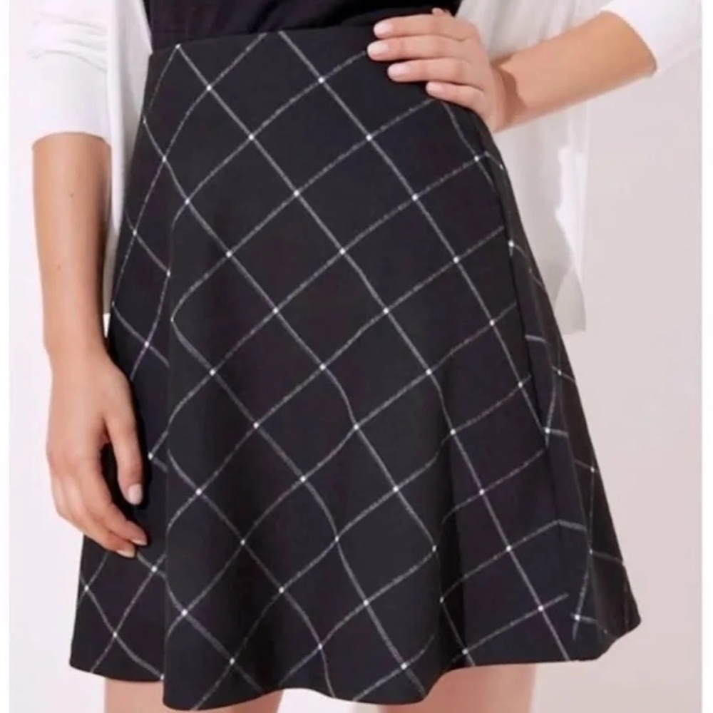 Loft Plaid Knit Flippy Skirt M